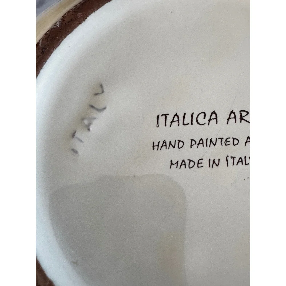 Vintage Italian Hand Painted Pottery Bowl Tuscan Olive Serving Bowl farmhouse